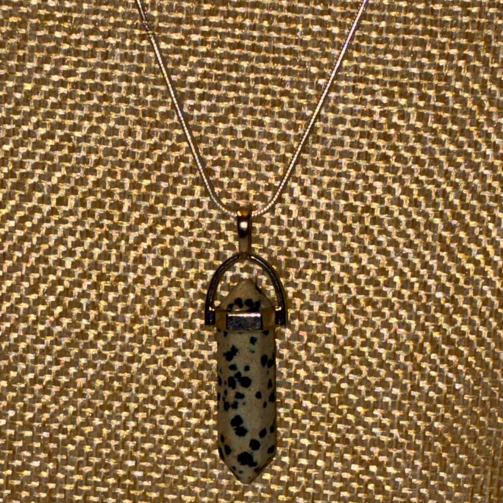 Dalmatian Jasper Pendant Necklace faux